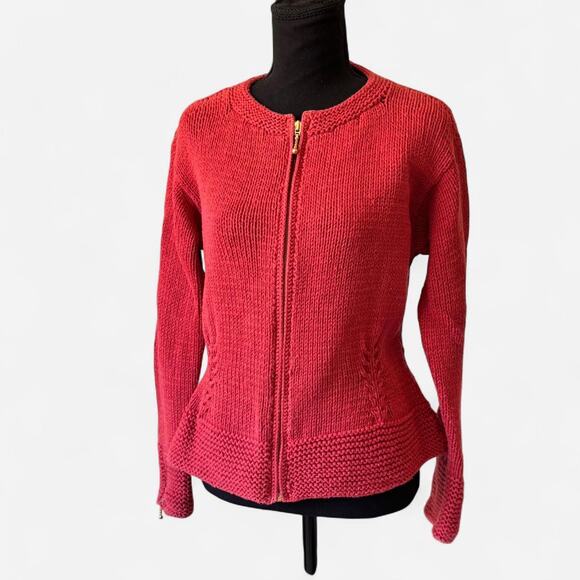 Rico chunky knit sweater zip up cardigan sz m fairy grunge boho cotton autumn - Picture 6 of 8